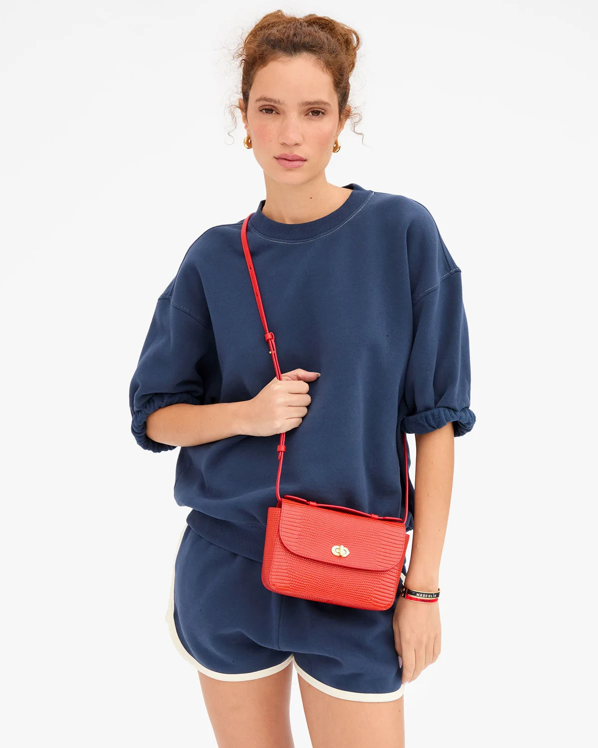 Kathryn, Red Embossed Lizard