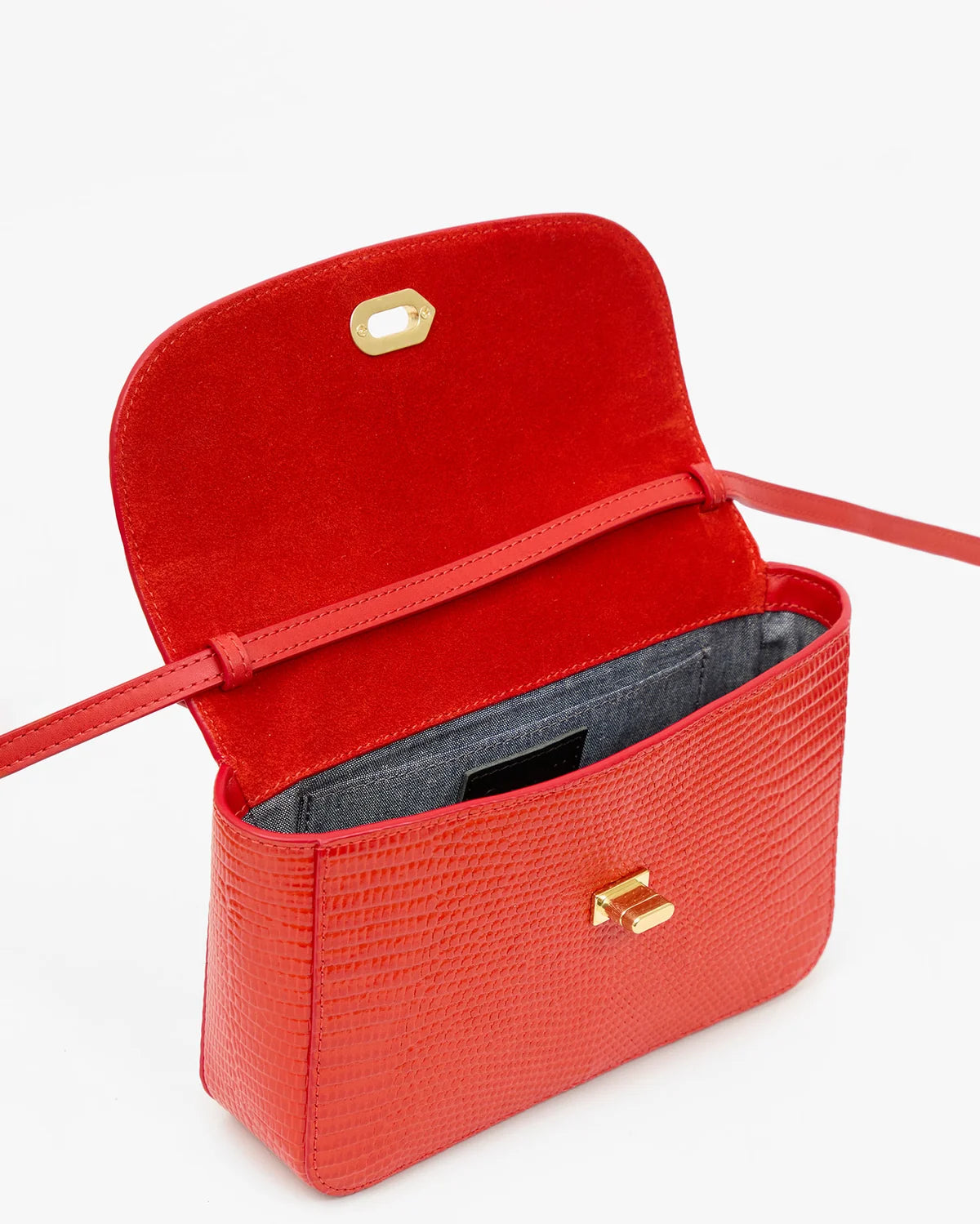 Kathryn, Red Embossed Lizard