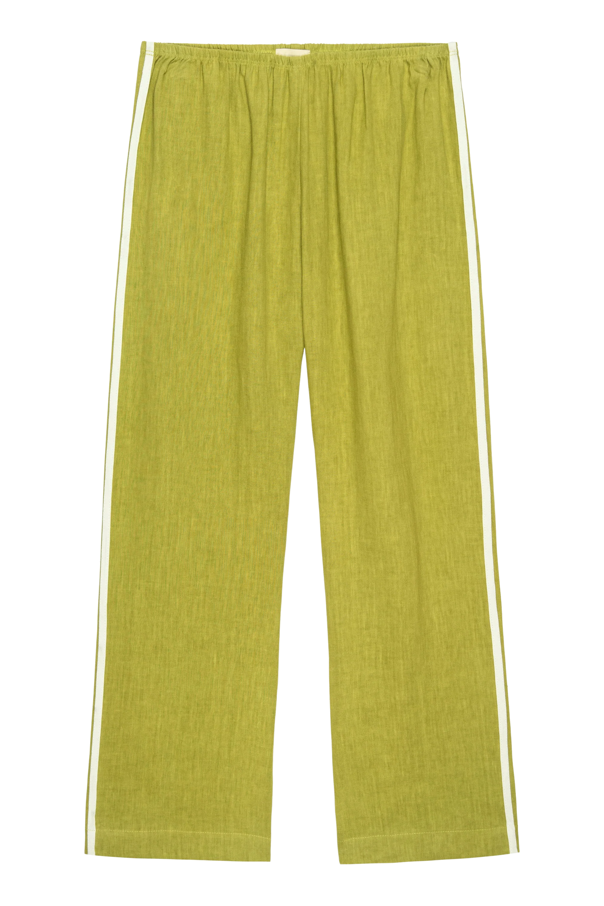 Linen Crop Stripe Pant, Pistachio