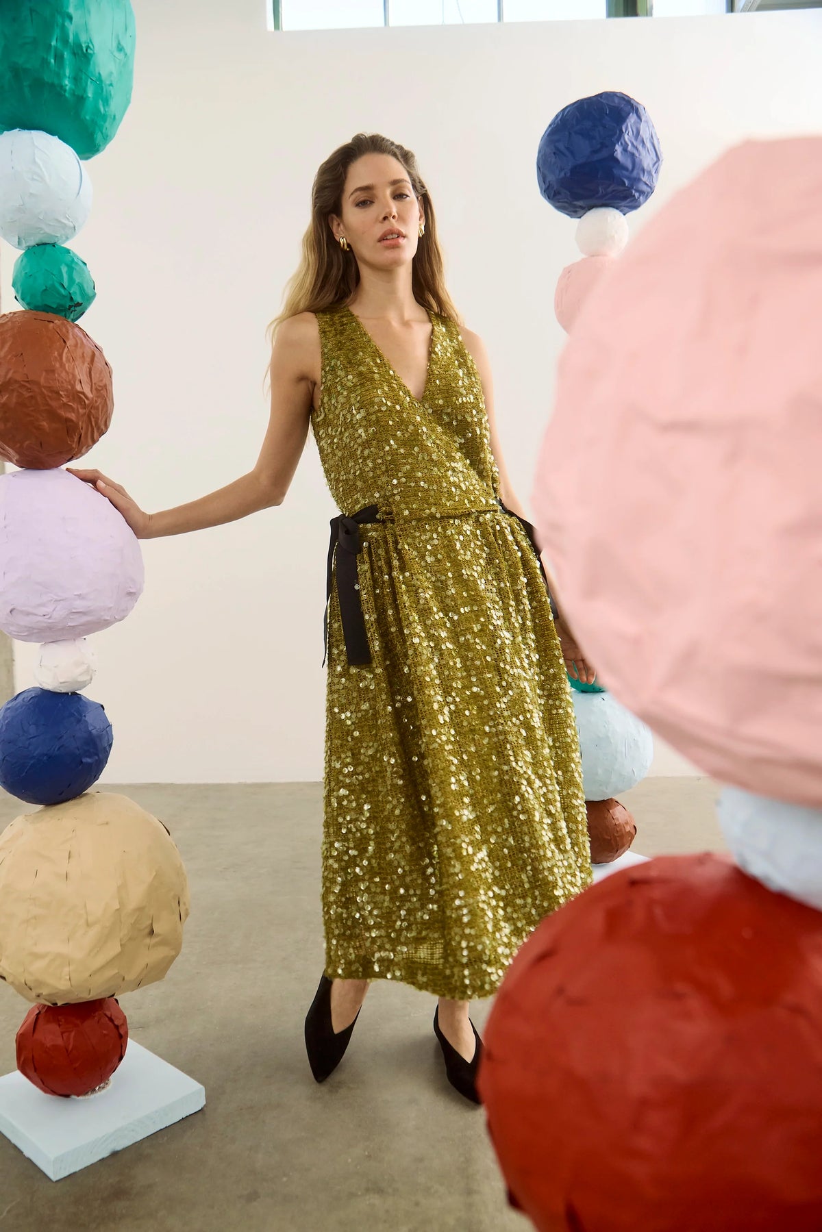 Lisanne スパンコール ワンピース｜モス