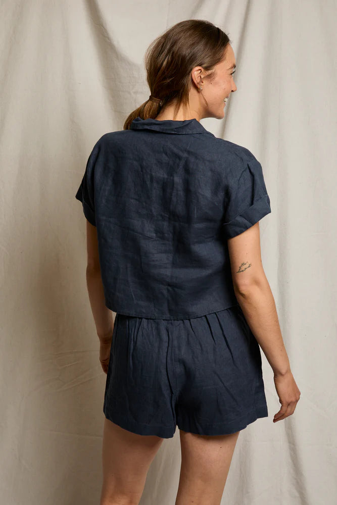 tabitha linen polo, navy