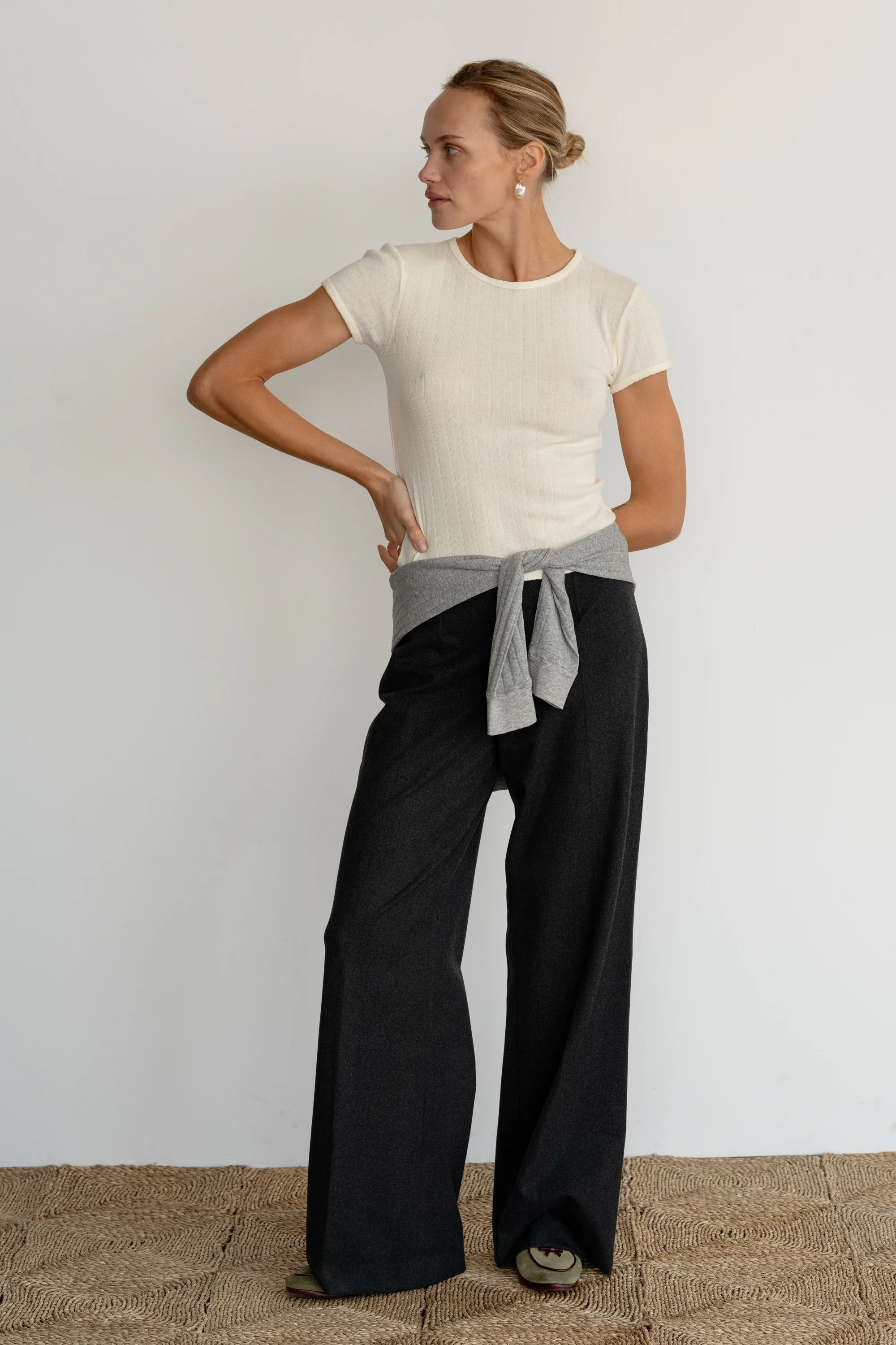 Pointelle Baby Tee, Creme