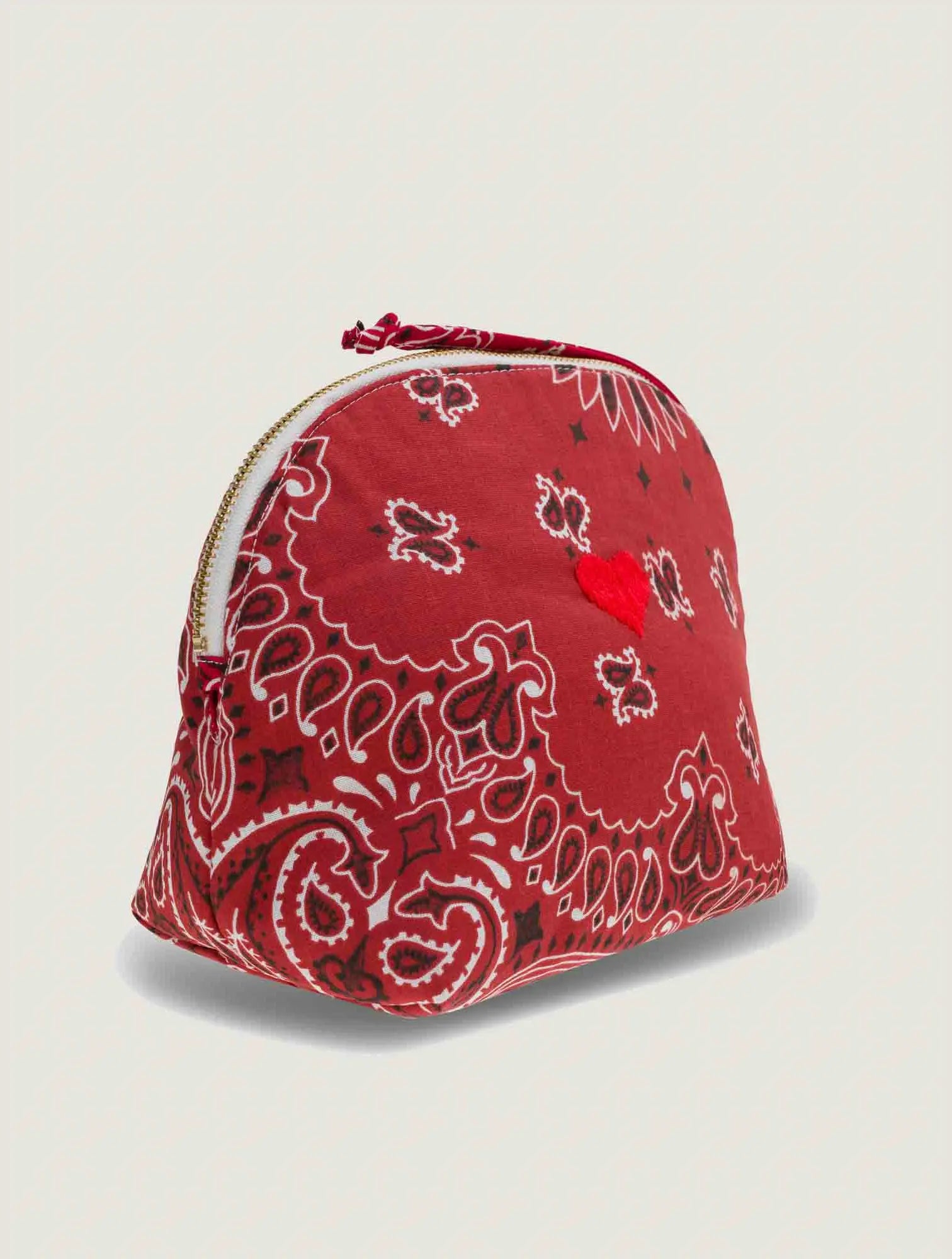 Small HEART Toiletry Bag, Vintage Red & Real Red