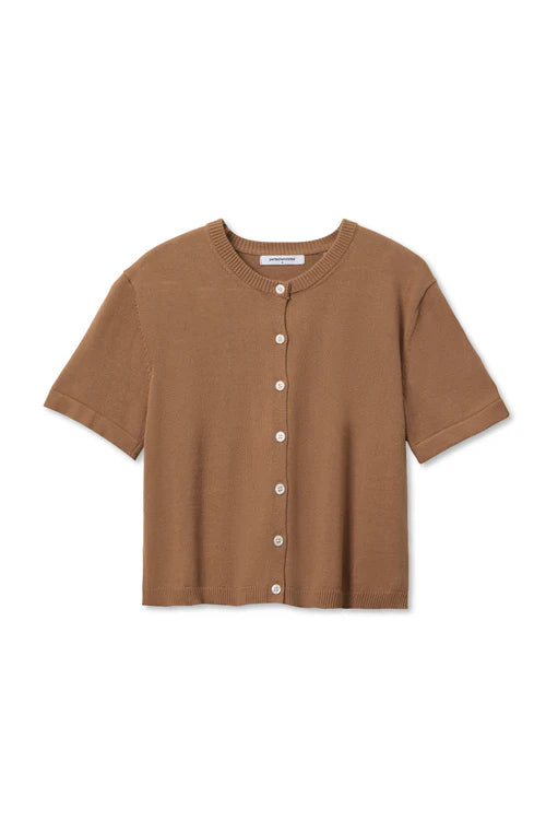 maude crew neck cardigan, mocha