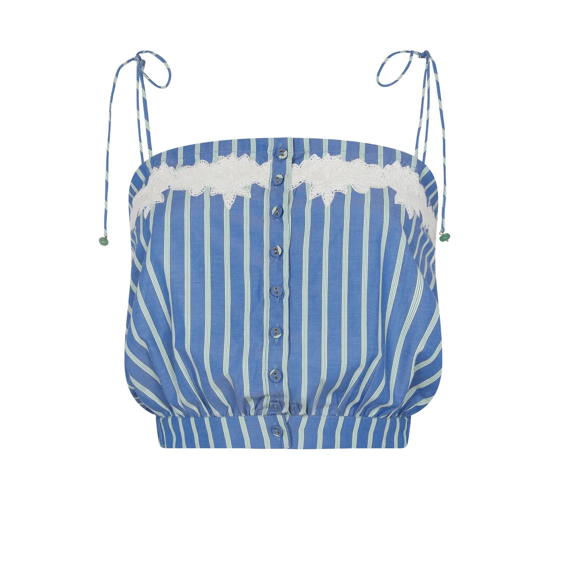 Carolina K Paula Top in Blue Stripes Lace