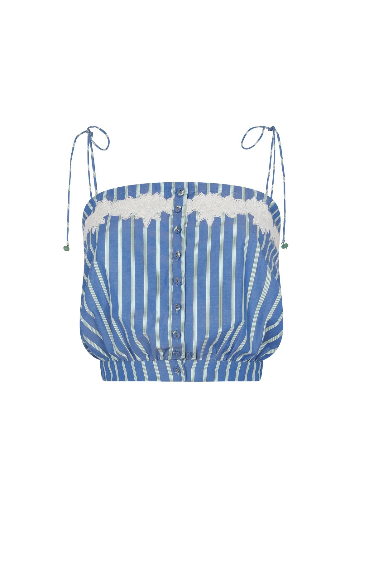 Paula Top, Blue Stripes Lace