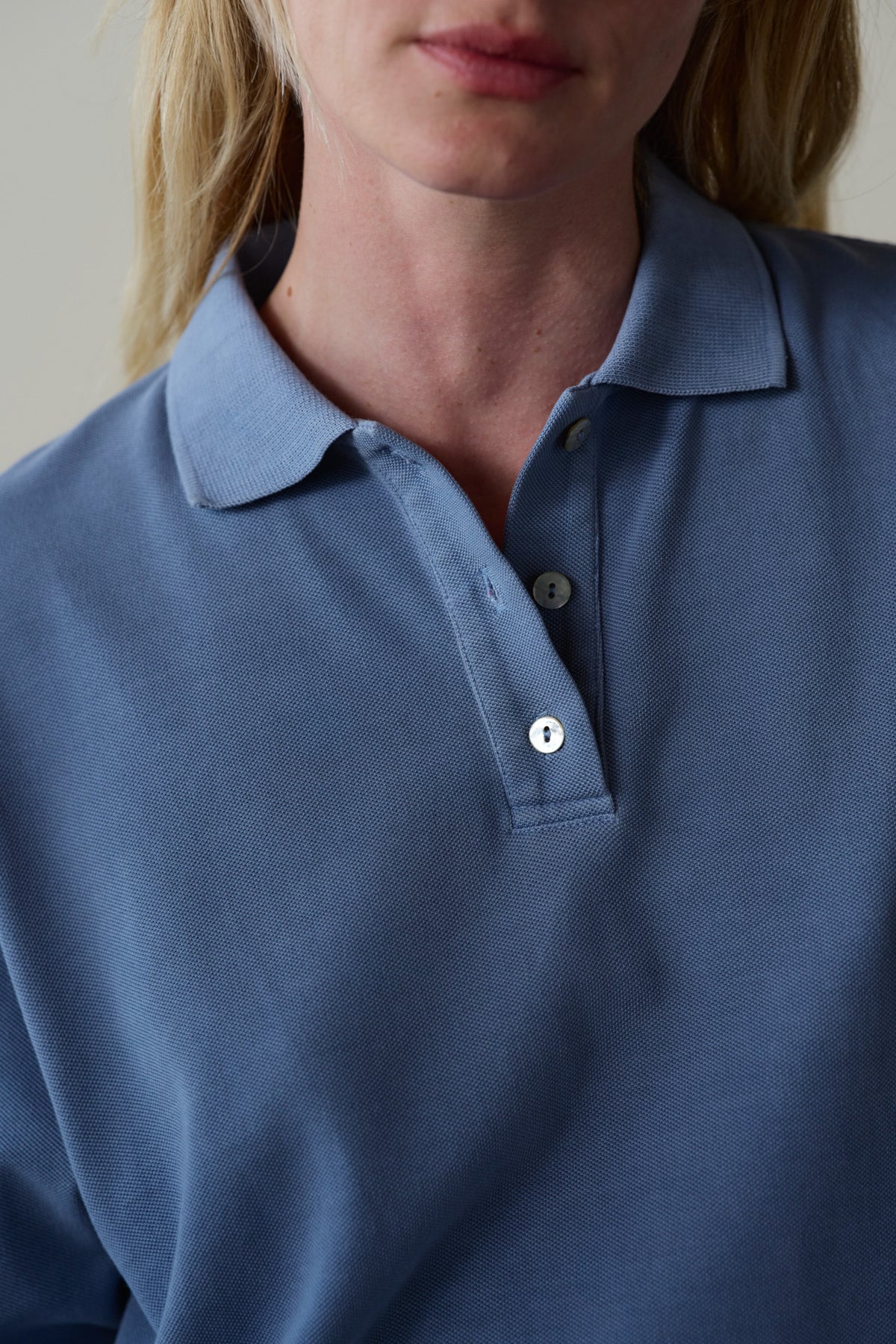 Pique Longsleeve Polo, Cornflower