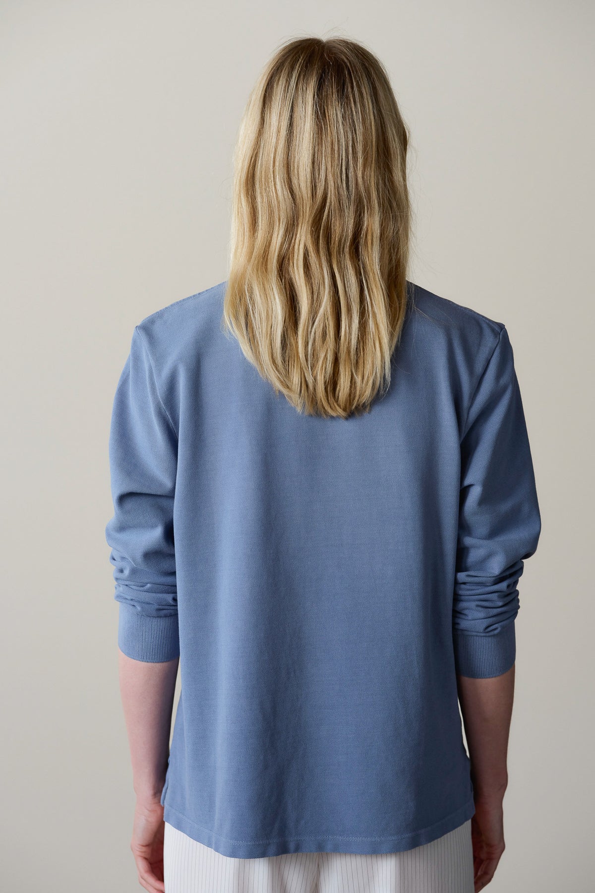Pique Longsleeve Polo, Cornflower