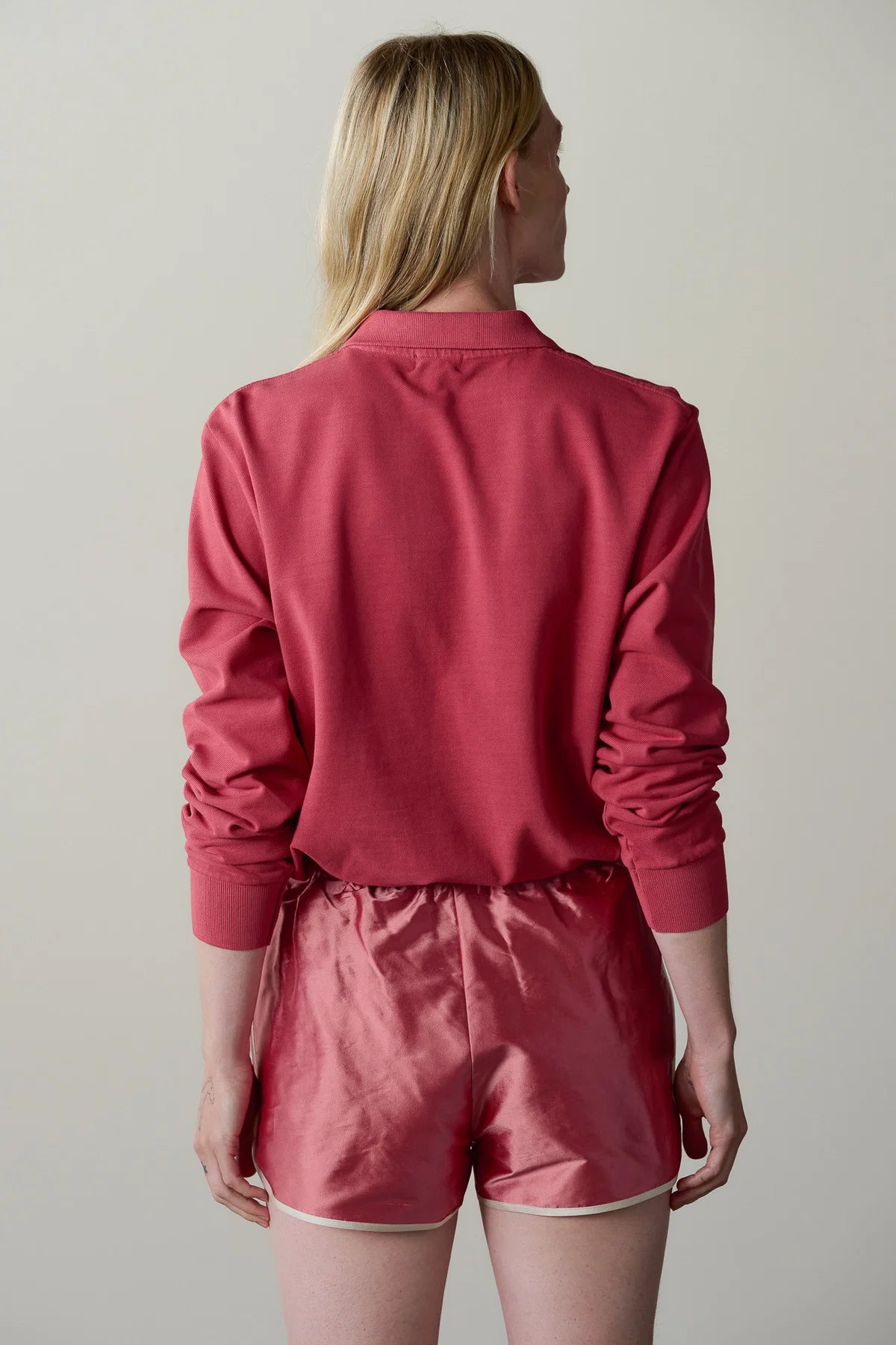 Pique Longsleeve Polo, Raspberry