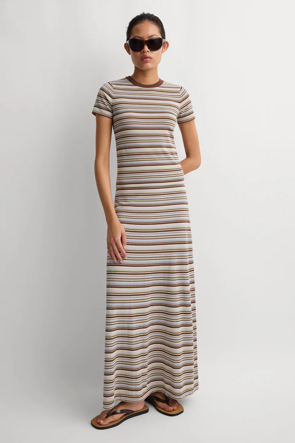 Leandra T-Shirt, Canaria Stripe Carob