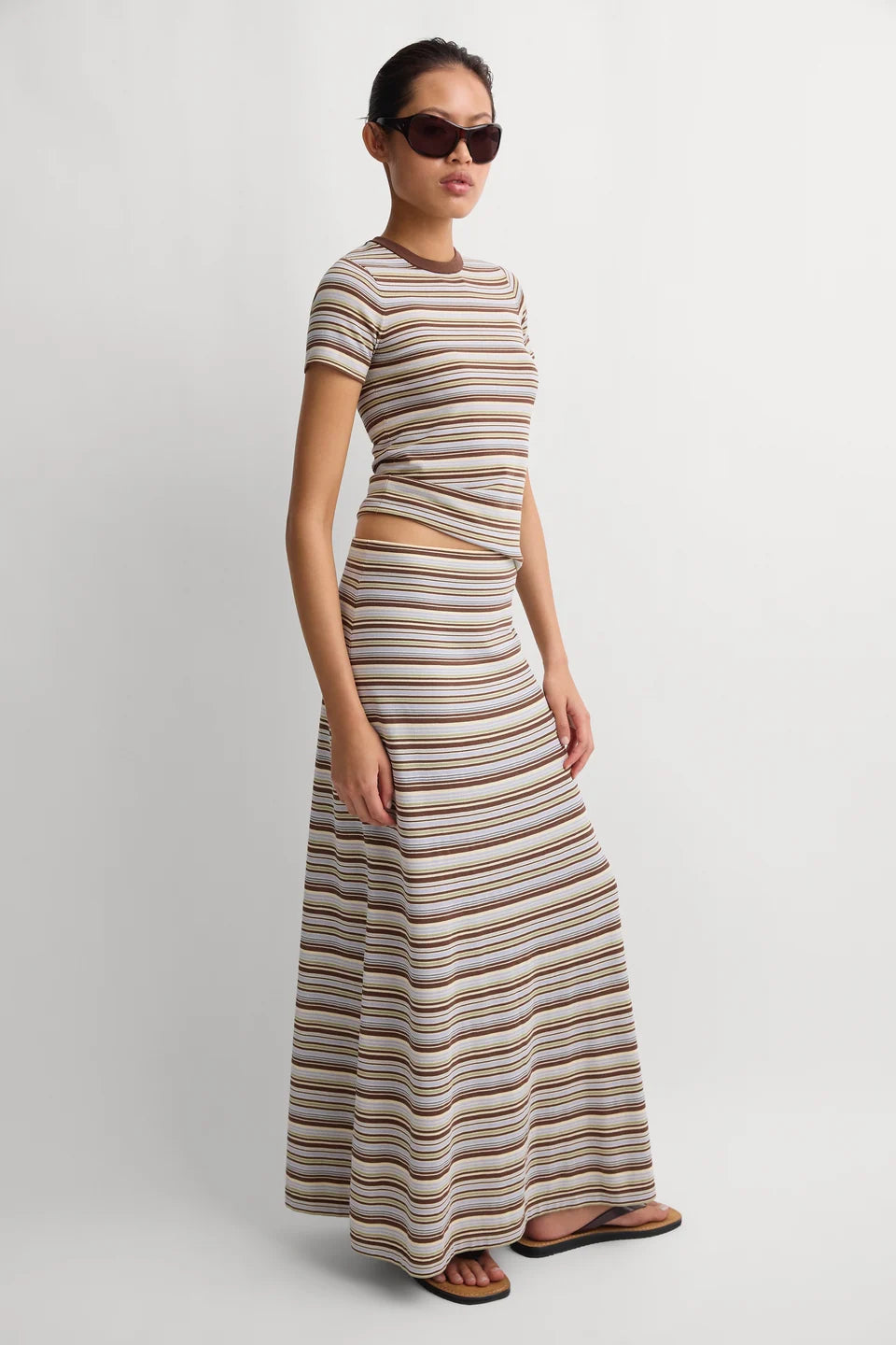Leandra T-Shirt, Canaria Stripe Carob