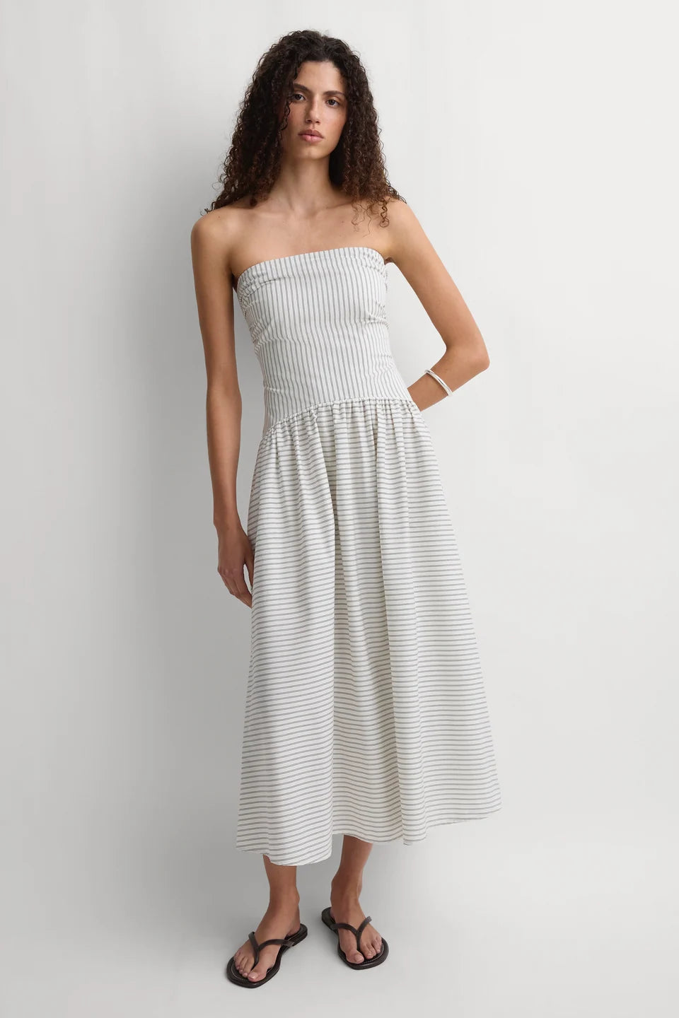 Lue Midi Dress, Oliva Stripe Ecru
