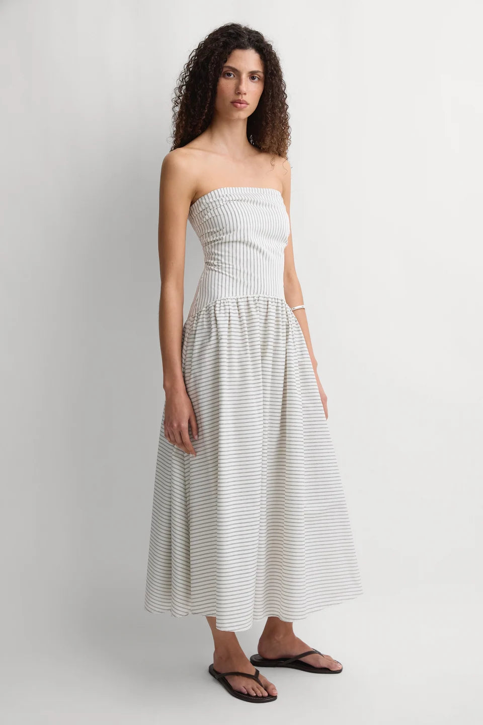 Lue Midi Dress, Oliva Stripe Ecru