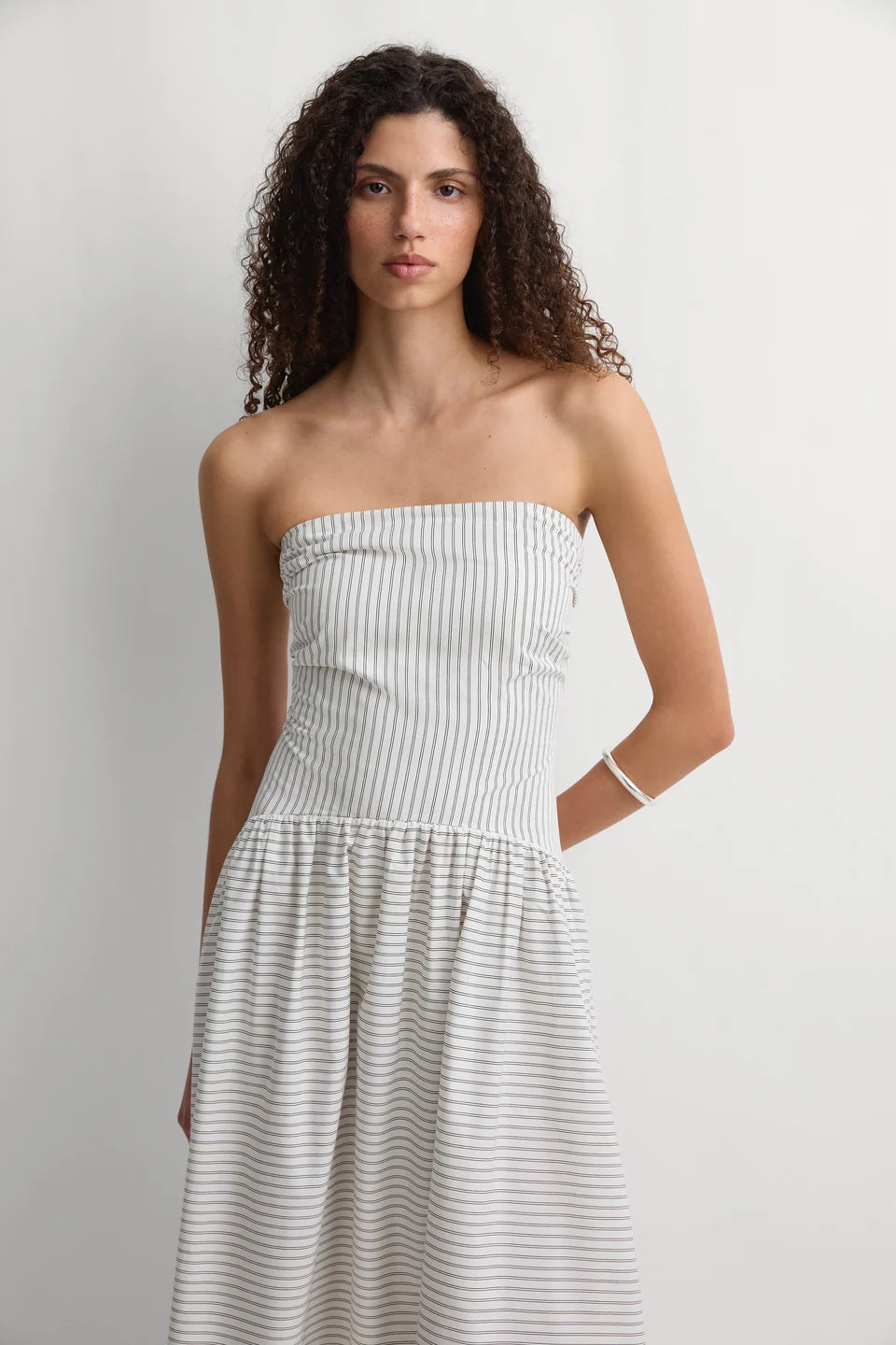 Lue Midi Dress, Oliva Stripe Ecru