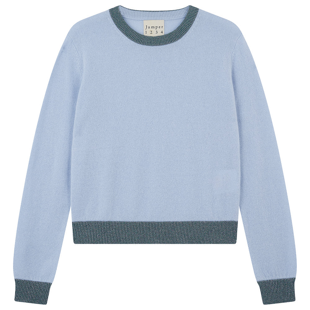 Cashmere Lurex Crew, Arctic Blue