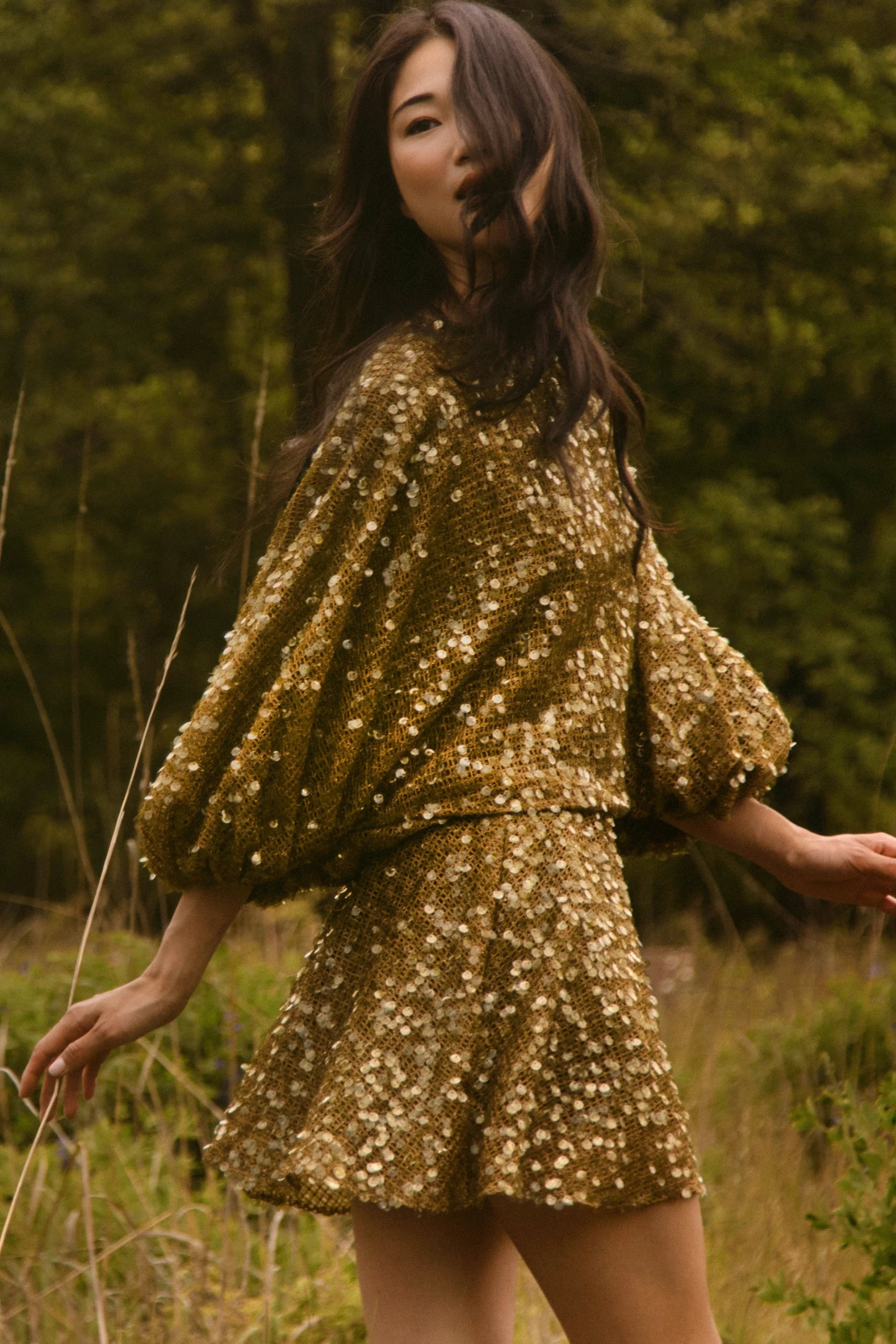 Salter Mini Dress, Moss Sequin