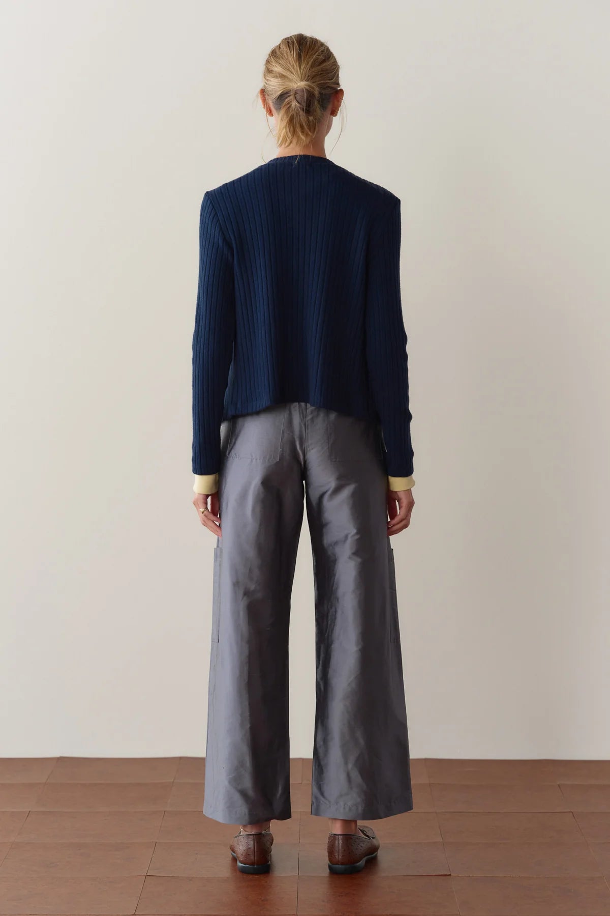 Silk Taffeta Cargo Pant, Pewter