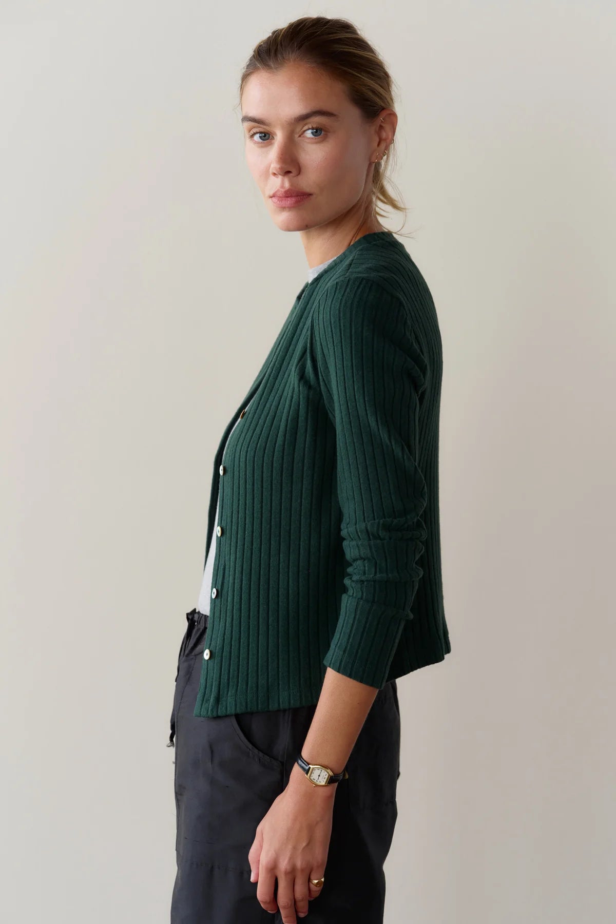Sweater Rib Cardi, Fir