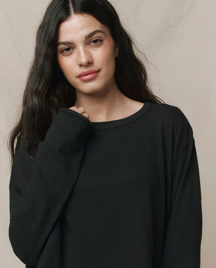 Long Sleeve Crop Tee, Almost Black