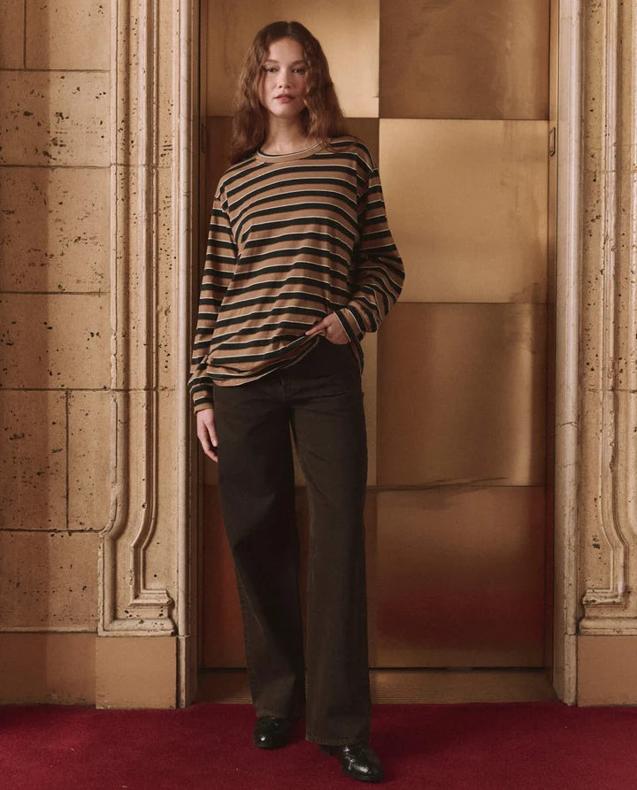 Long Sleeve Relaxed Crew, Cigar Stripe