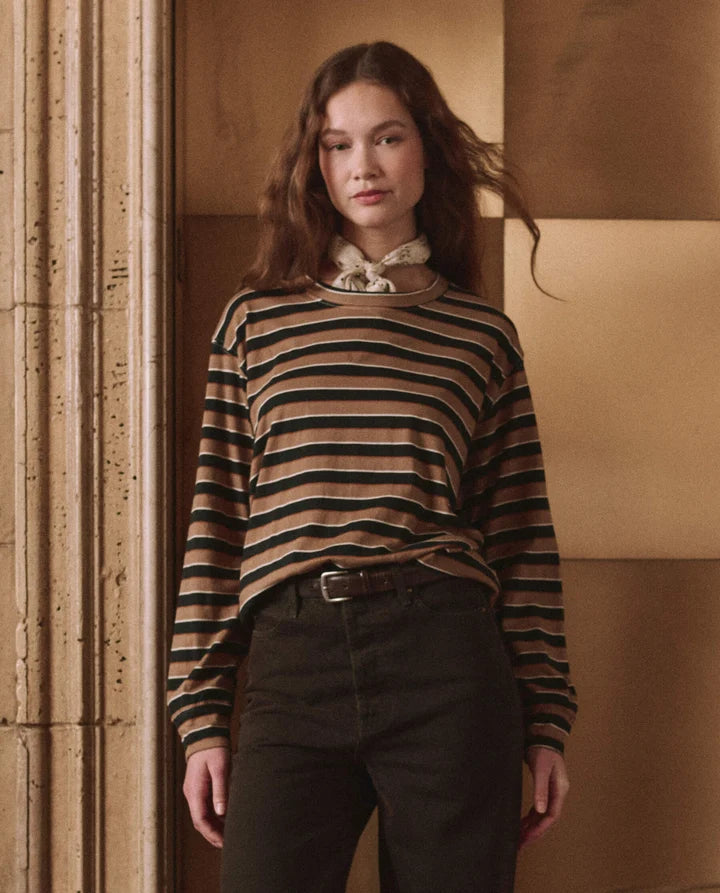 Long Sleeve Relaxed Crew, Cigar Stripe