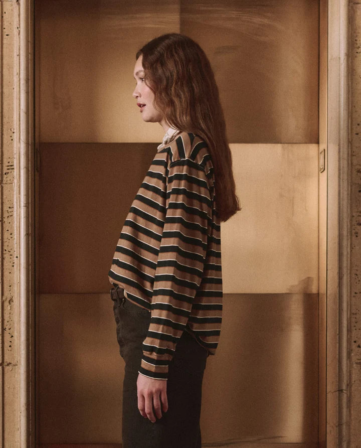 Long Sleeve Relaxed Crew, Cigar Stripe