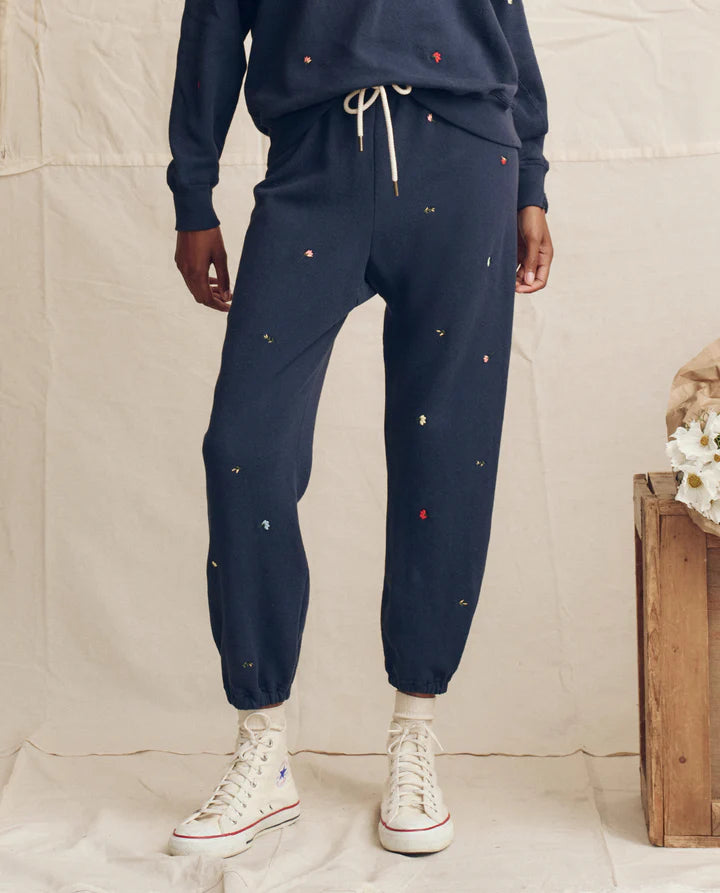 Sweatpant, Floral Embroidery