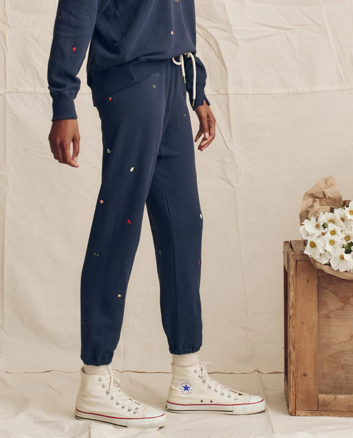 Sweatpant, Floral Embroidery