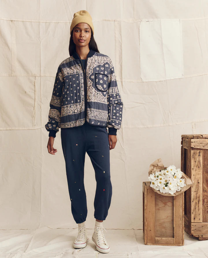 Quilted Bomber, Navy Bandana