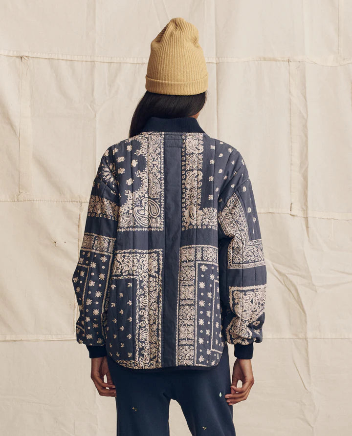 Quilted Bomber, Navy Bandana