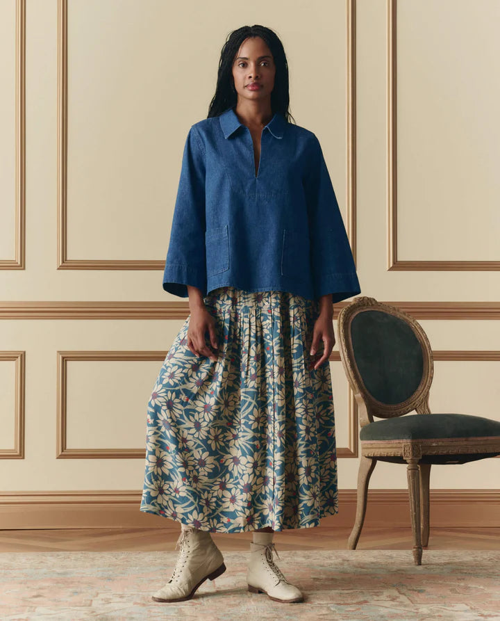 Highland Skirt, Blue Scattered Bloom