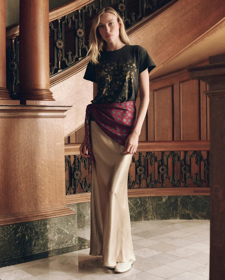 Elastic Bias Skirt, Gold Shimmer
