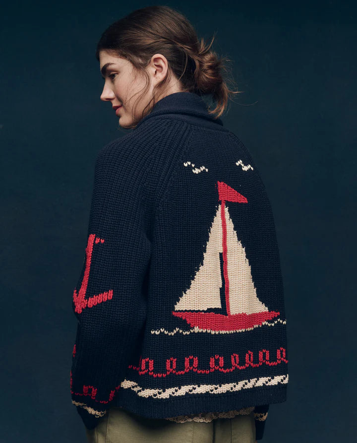 Sailboat Lodge Cardigan, Navy
