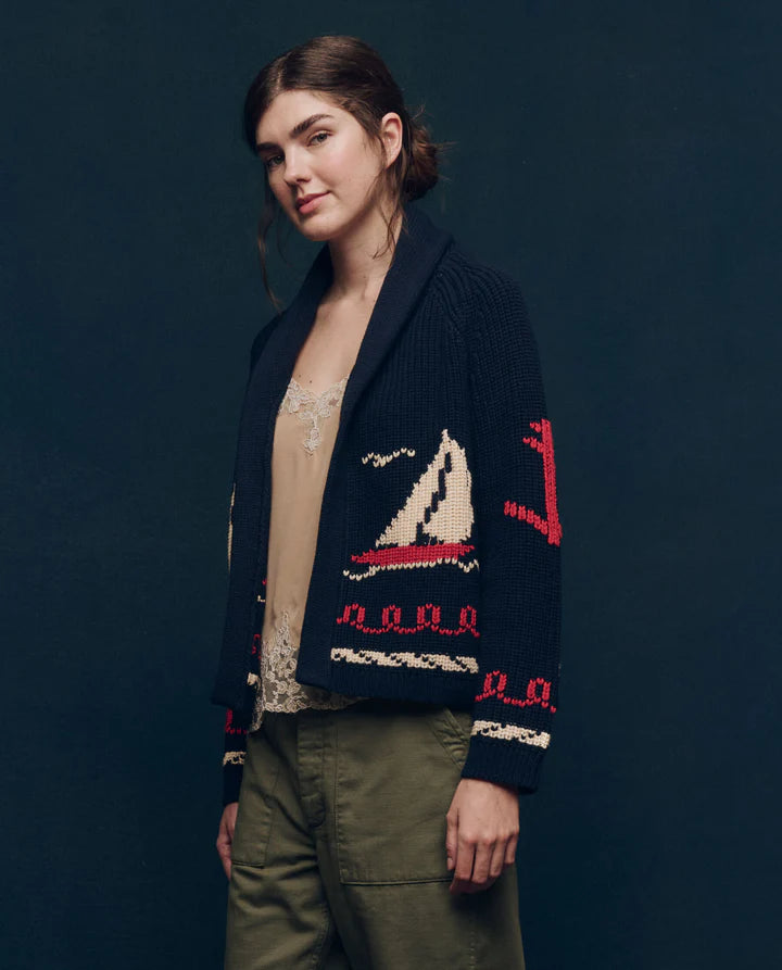 Sailboat Lodge Cardigan, Navy