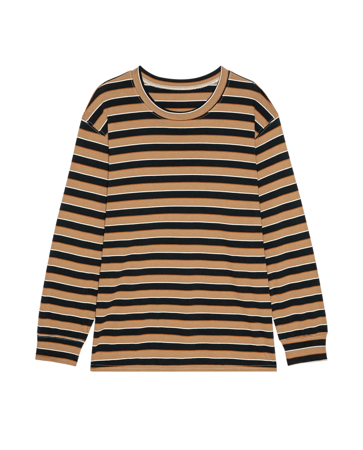 Long Sleeve Relaxed Crew, Cigar Stripe