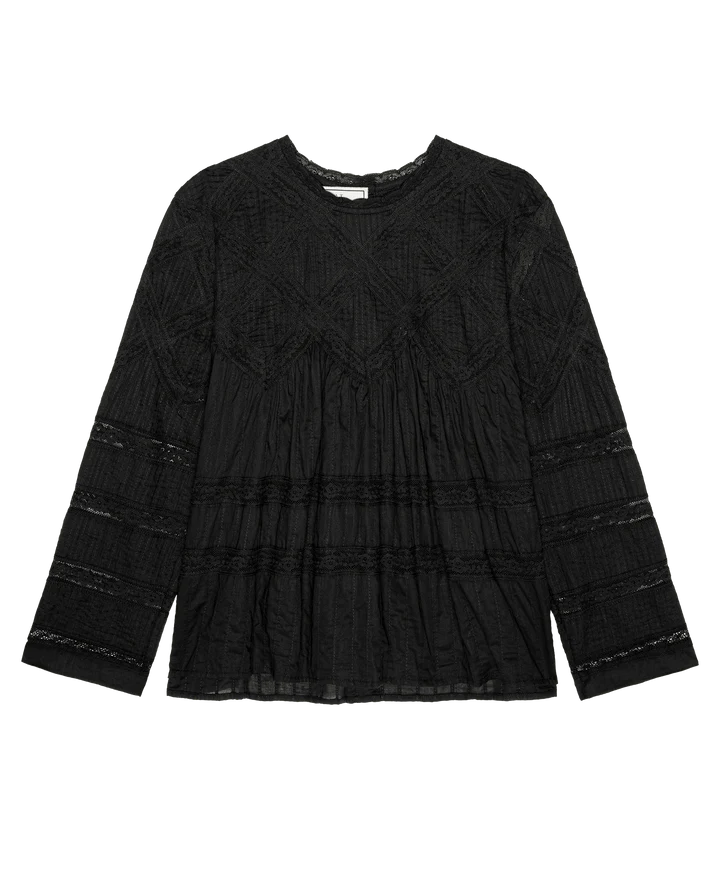Lattice Lace Victorian Top, Black