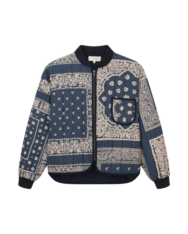 Quilted Bomber, Navy Bandana