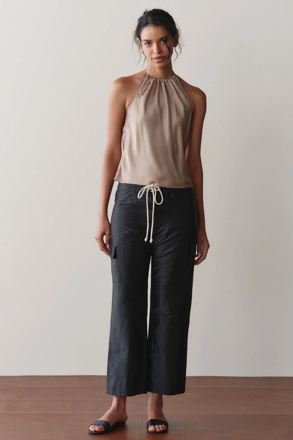 Silk Taffeta Board Pant, Jet