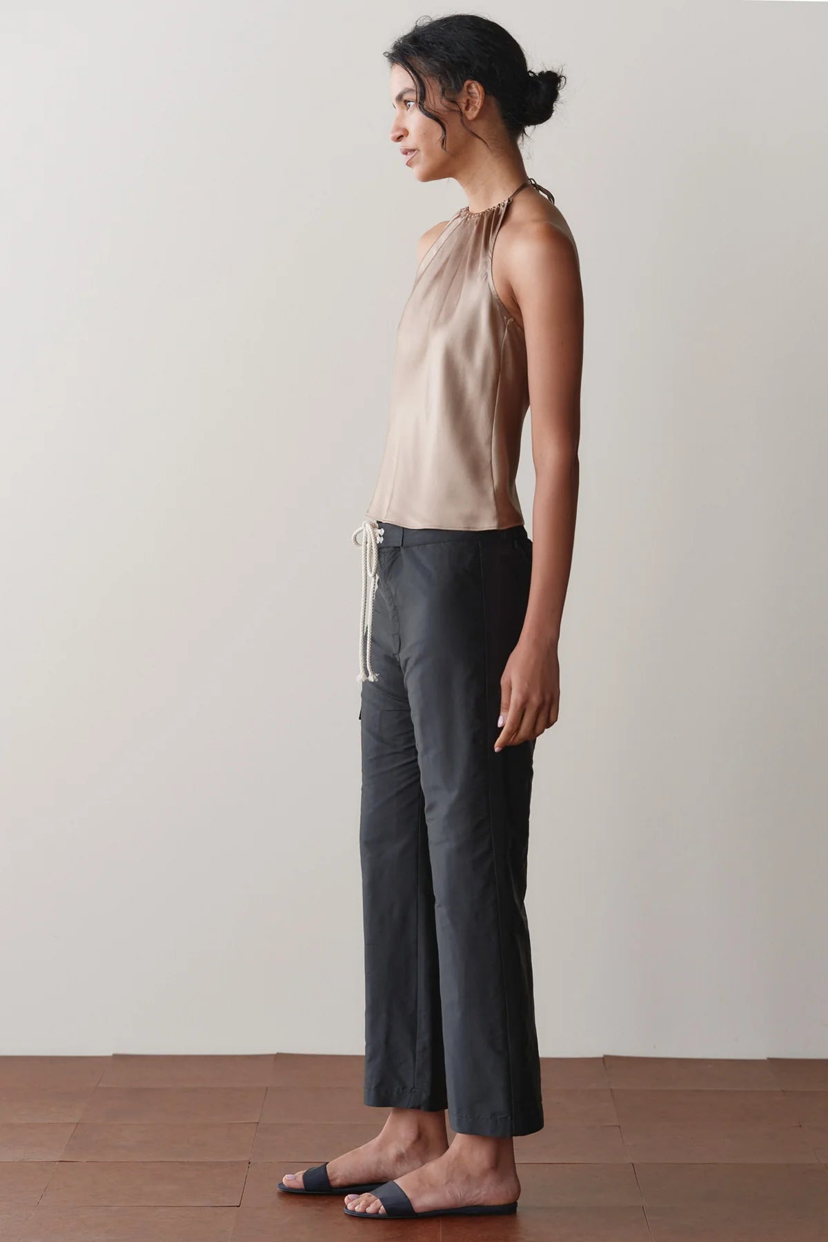 Silk Taffeta Board Pant, Jet