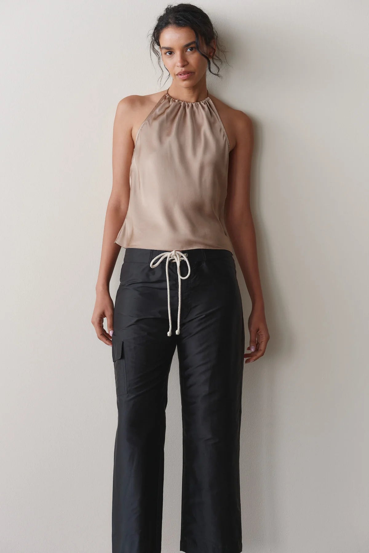 Silk Taffeta Board Pant, Jet