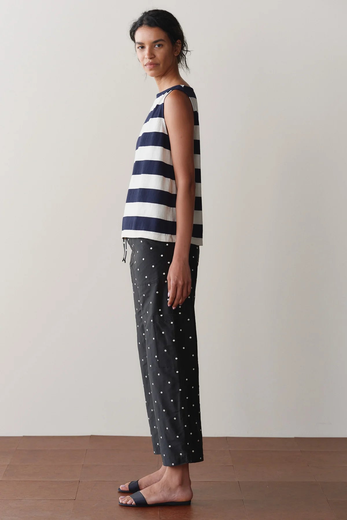 Silk Taffeta Cargo Pant, Jet Polka Dot
