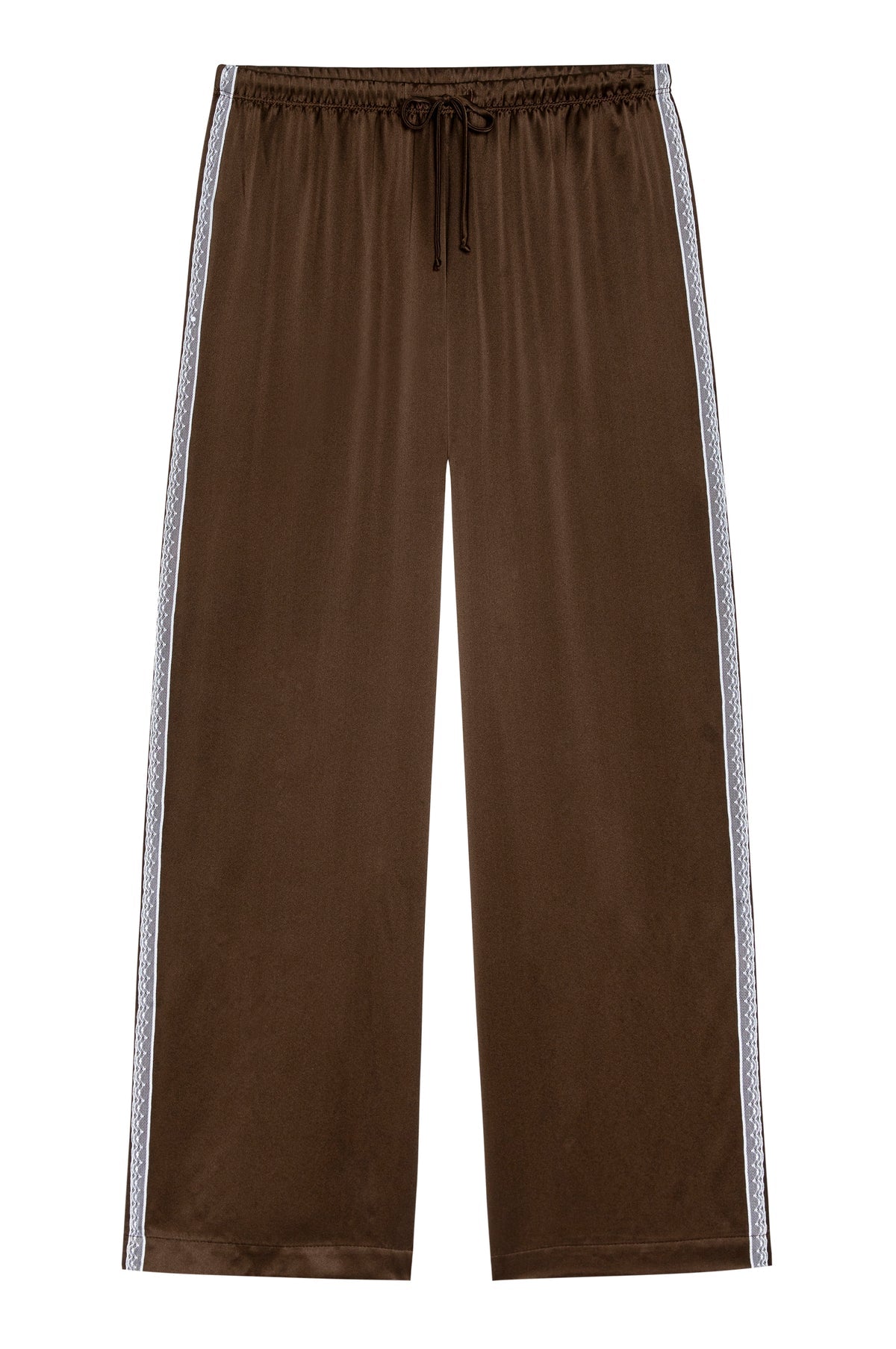 Silk Lace Stripe Crop Pant, Espresso
