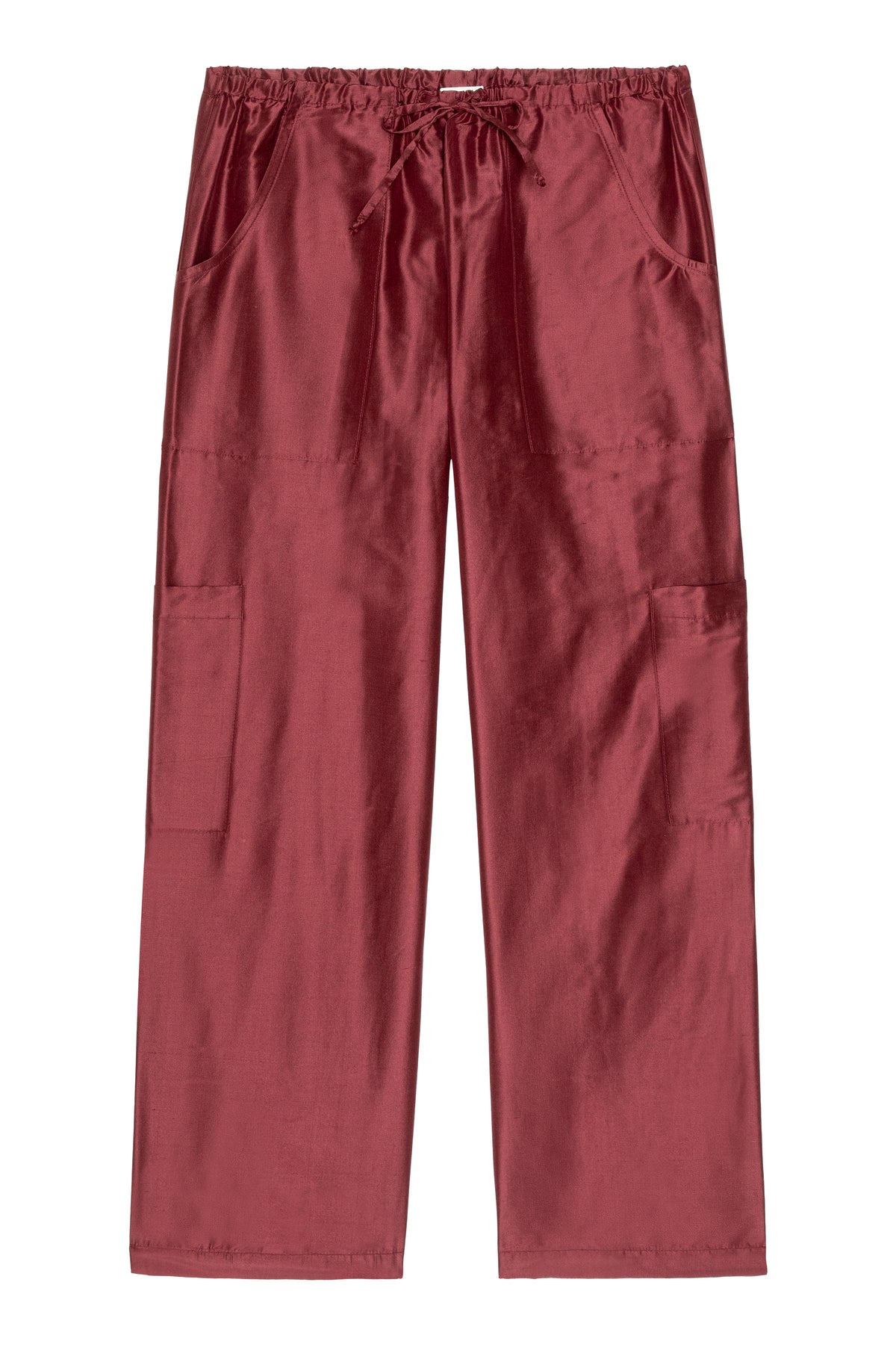 Silk Taffeta Cargo Pant, Oxblood