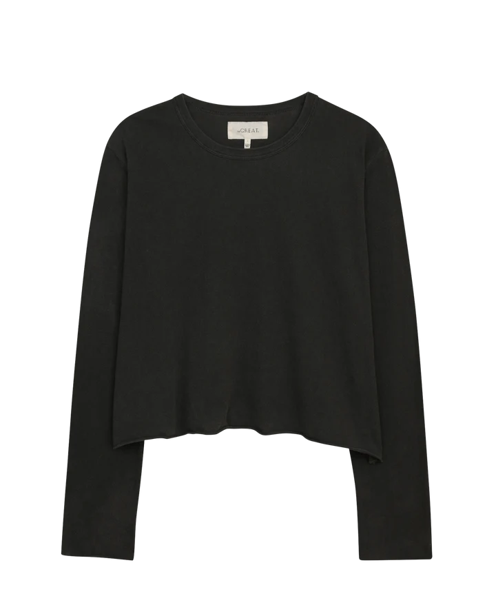 Long Sleeve Crop Tee, Almost Black