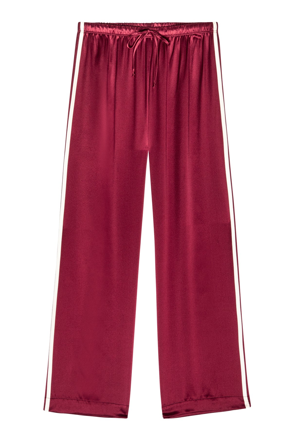 Silk Stripe Crop Pant, Oxblood & Creme