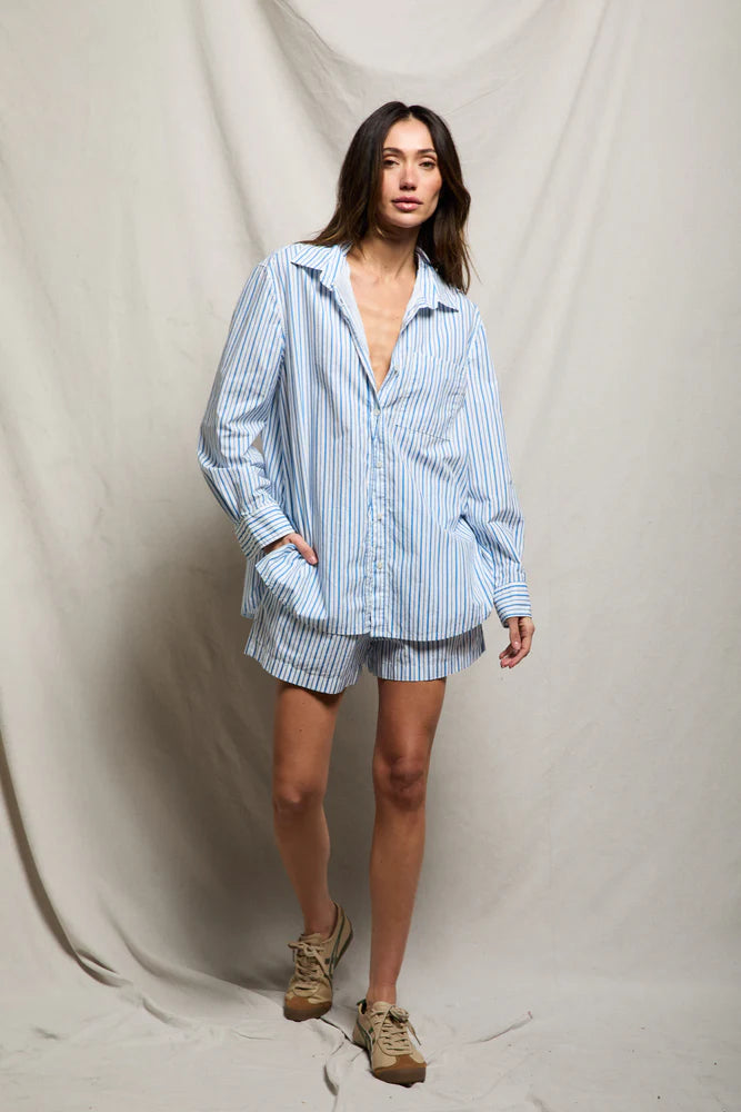 avalon stripe shirt, pacific blue