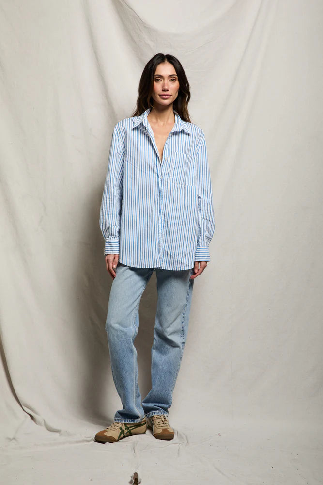 avalon stripe shirt, pacific blue