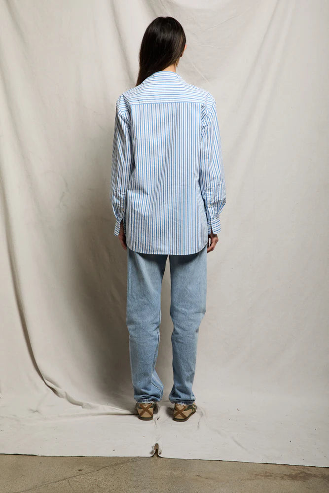 avalon stripe shirt, pacific blue