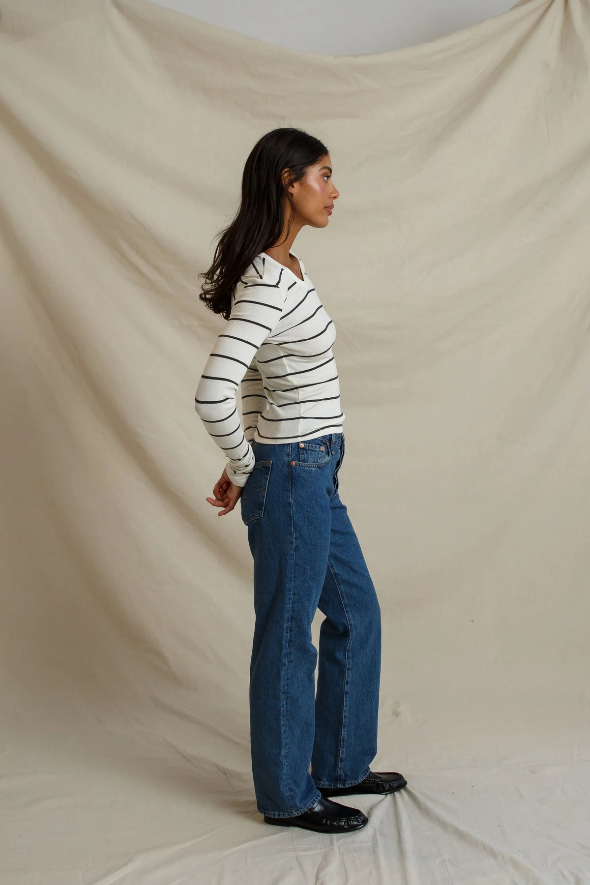 bianca, natural charcoal stripe