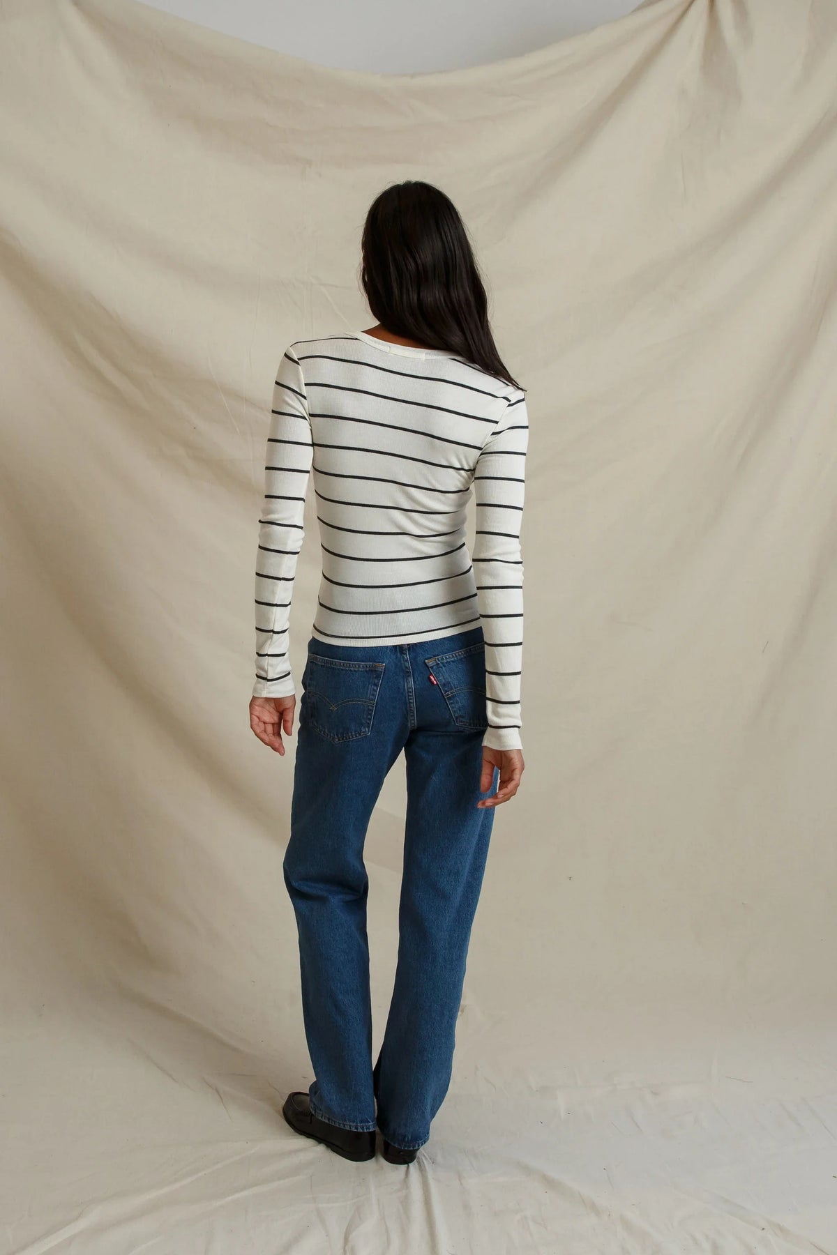 bianca, natural charcoal stripe
